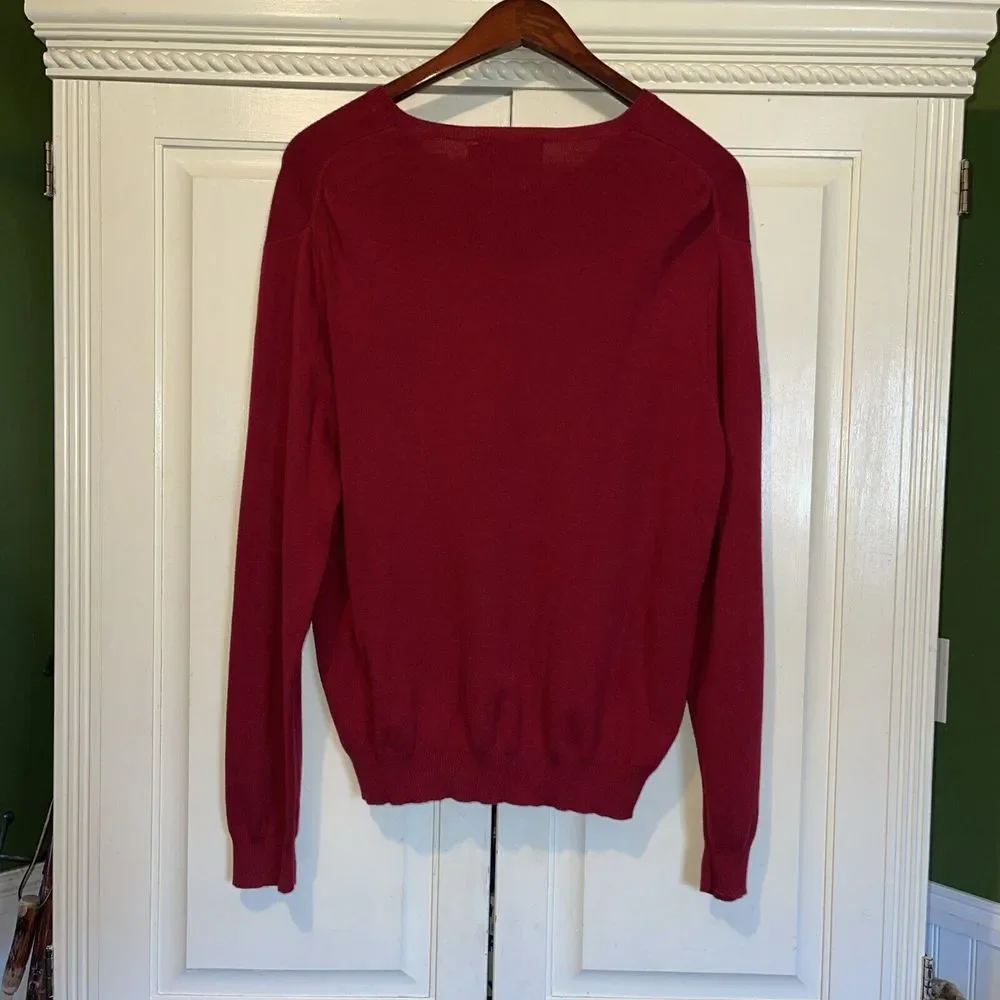Polo‎ Ralph Lauren Sweater Men XL Red 100% Pima Cotton Soft Blue Logo Preppy